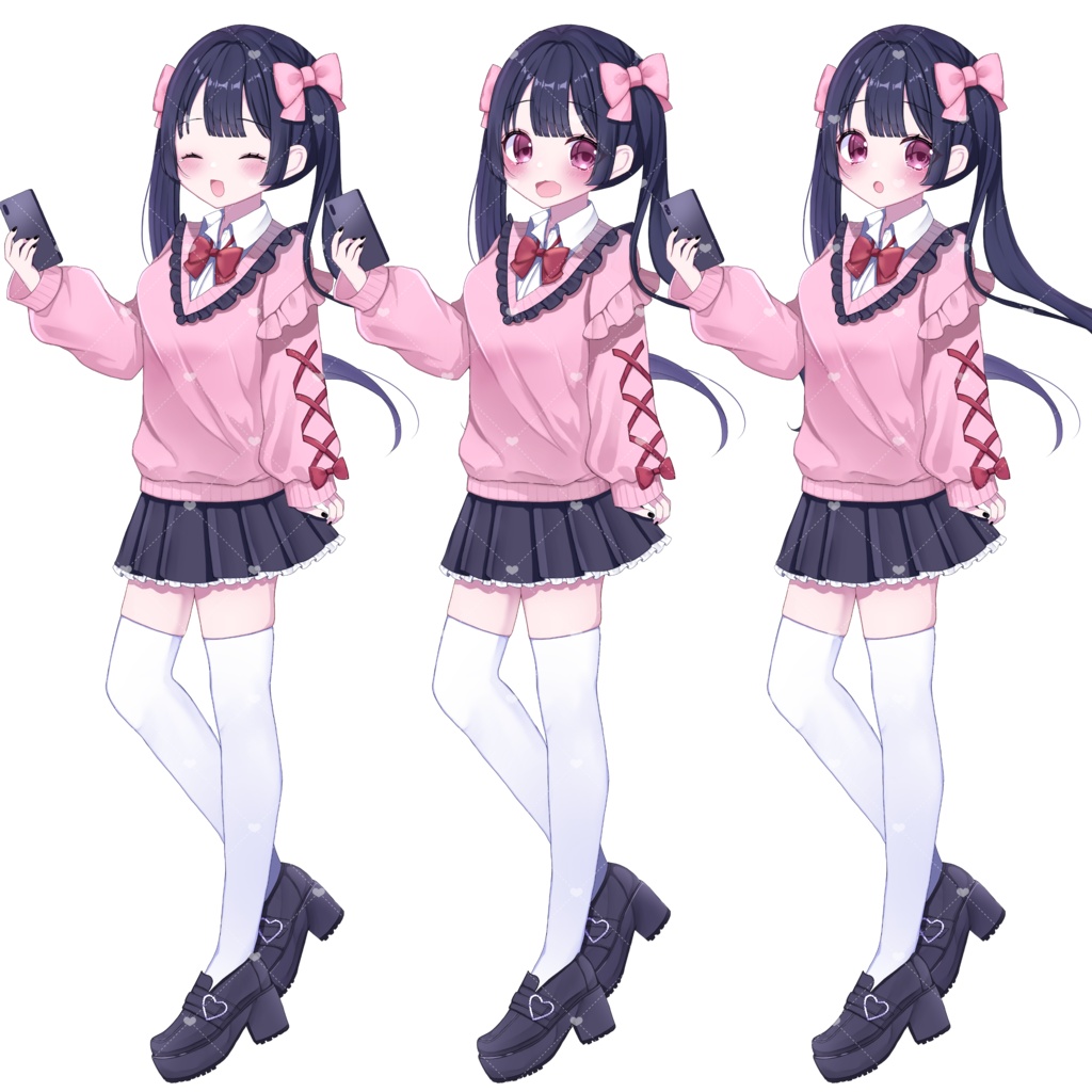 【無料】【フリー素材】立ち絵素材/地雷系制服の女の子🎀🖤