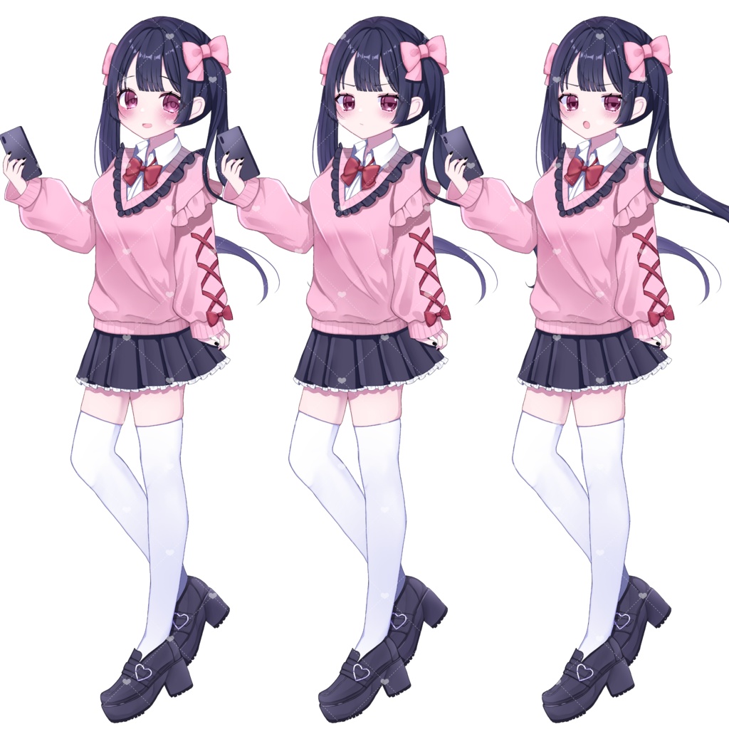 【無料】【フリー素材】立ち絵素材/地雷系制服の女の子🎀🖤