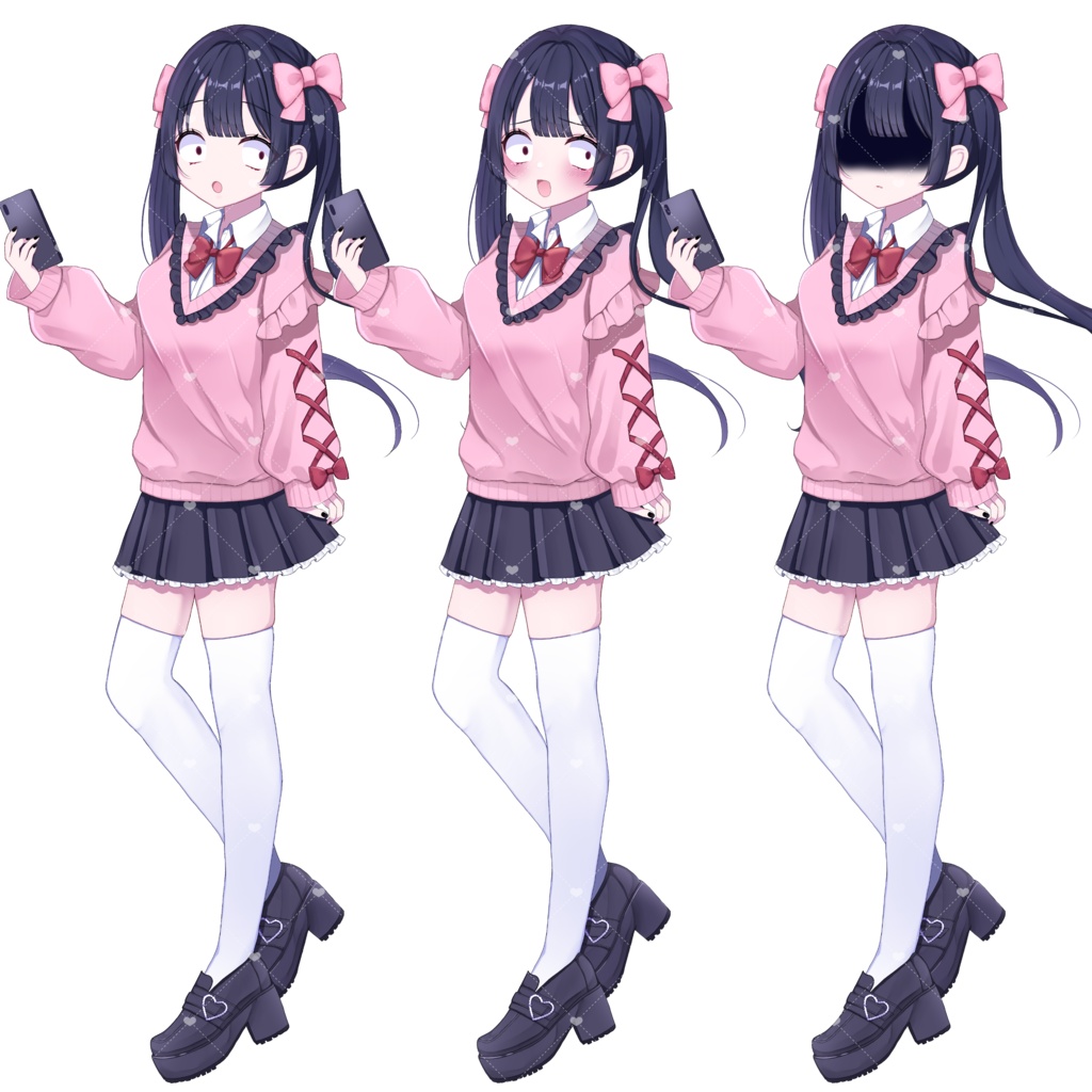 【無料】【フリー素材】立ち絵素材/地雷系制服の女の子🎀🖤