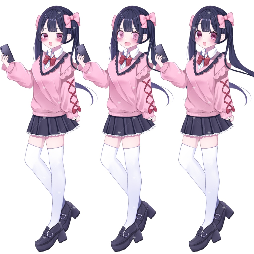 【無料】【フリー素材】立ち絵素材/地雷系制服の女の子🎀🖤