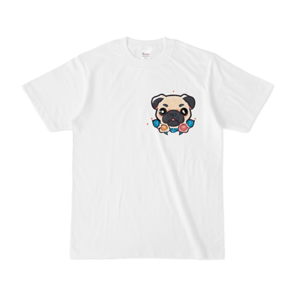 Pug Tシャツ白