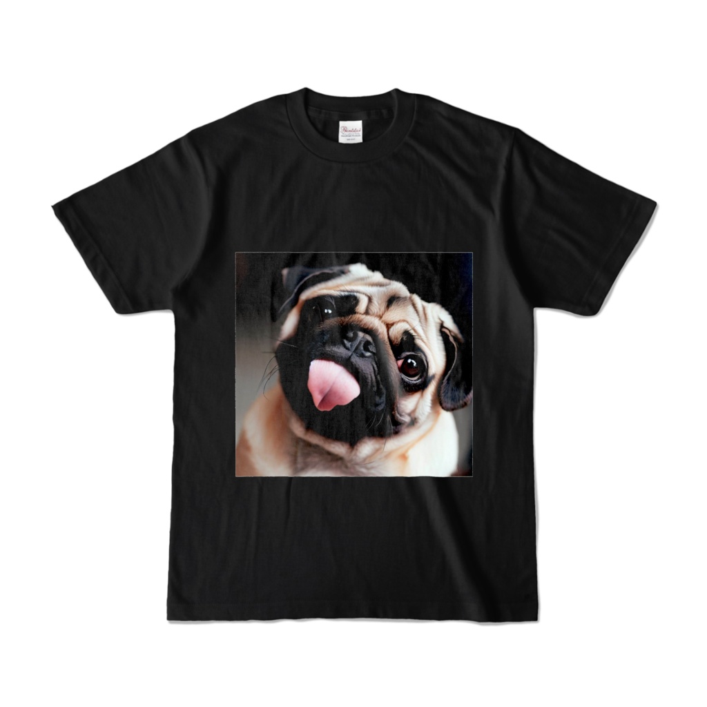 パグプリントTシャツ黒