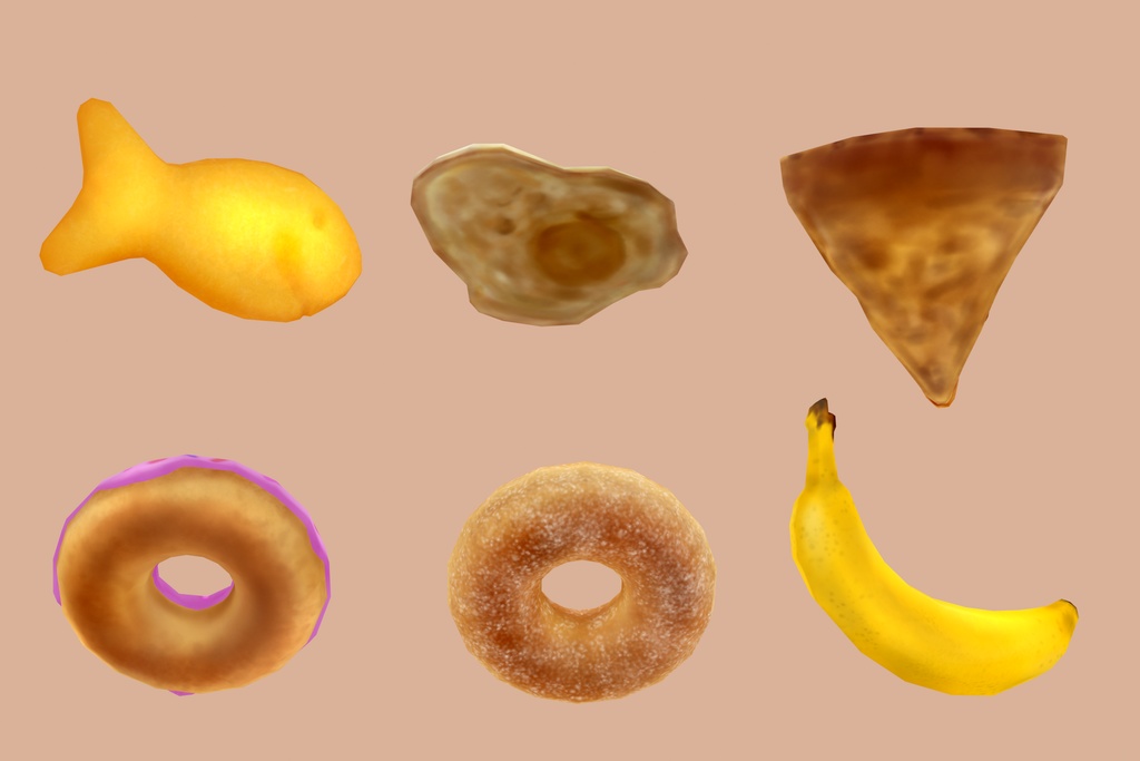 handpainted optimized props 🍕🍳🐟🍌🍩