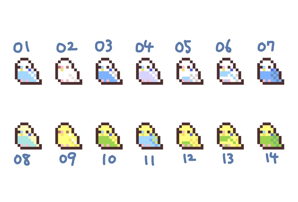 【受注生産】ドット絵アクキー(セキセイインコ・全14種)