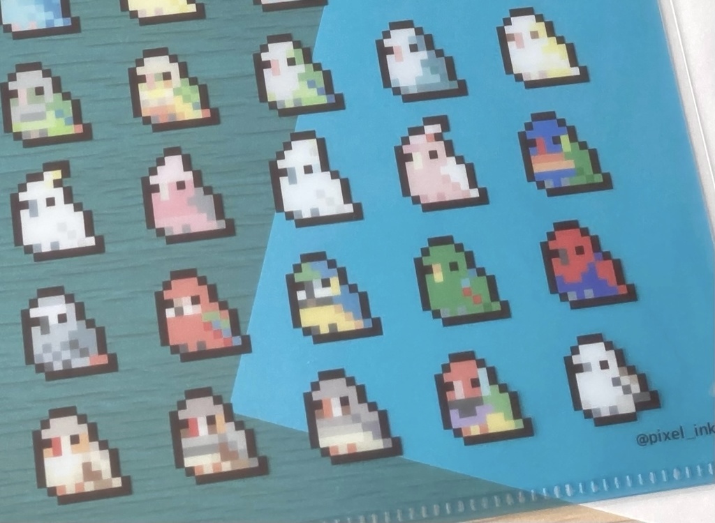 【受注生産】鳥ドット絵クリアファイル(A4)