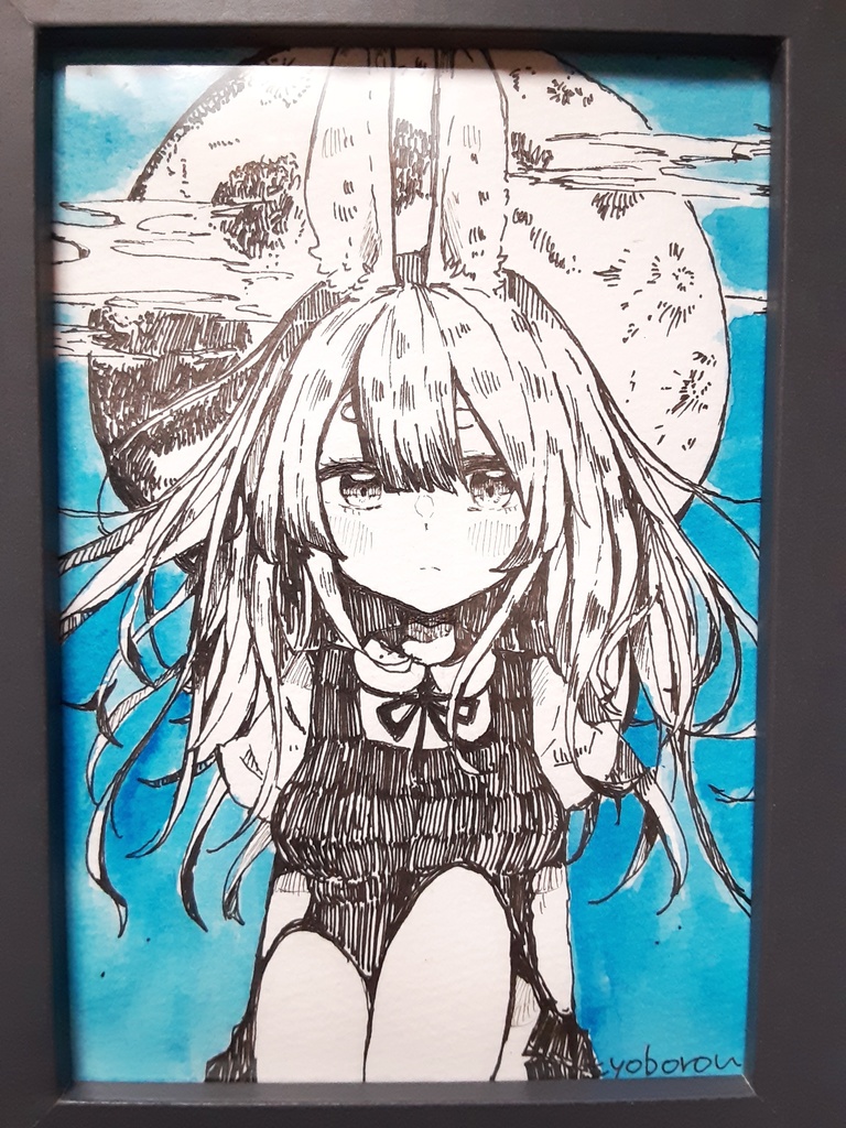 アナログ原画　月見うさちゃん