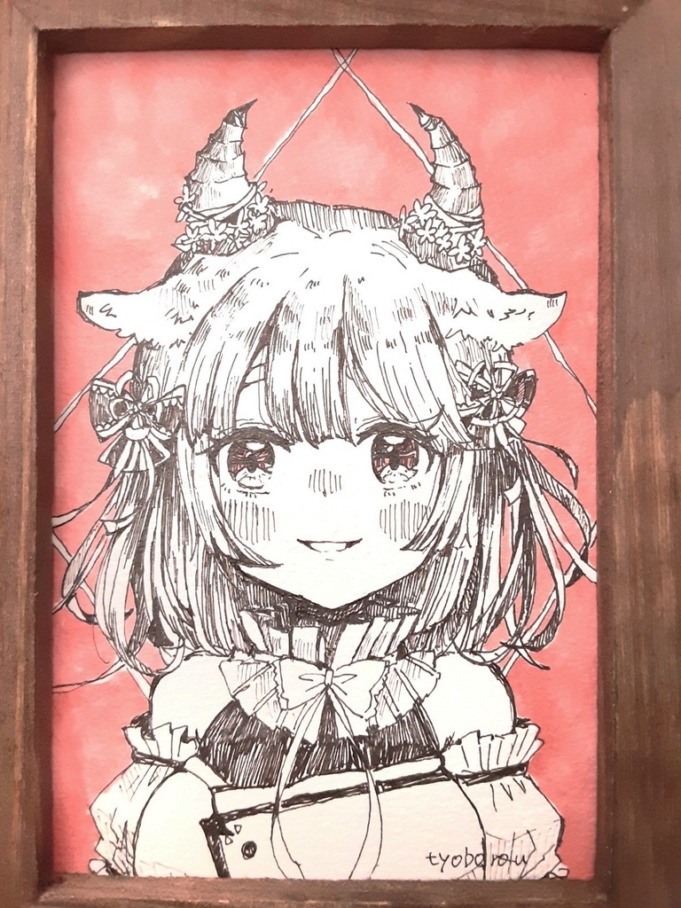 【額付き】アナログ原画  つのちゃん