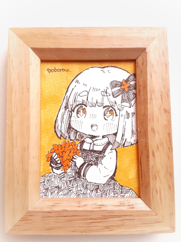 【額付き】アナログミニ原画　金木犀