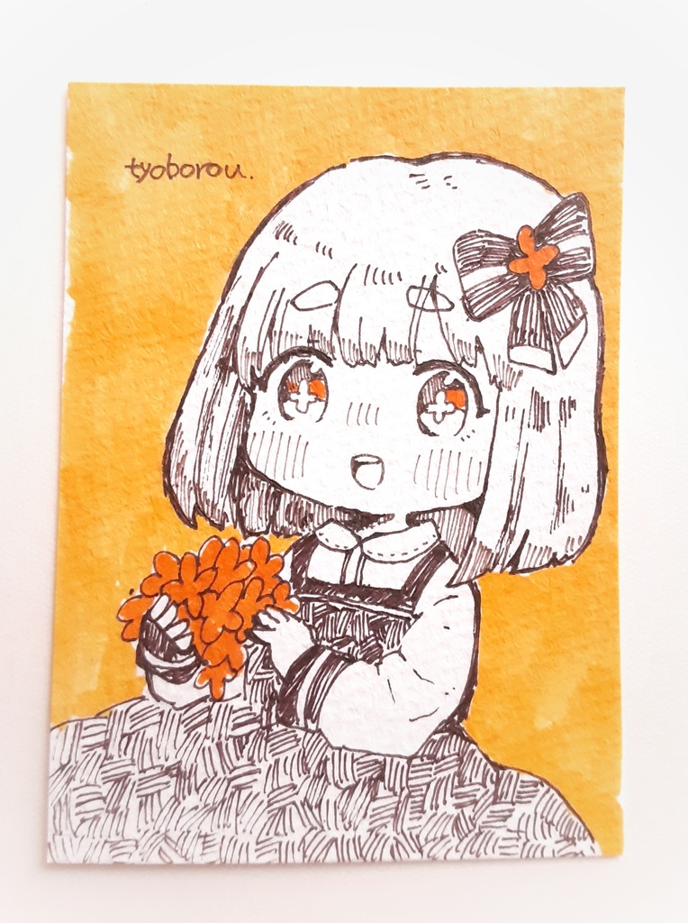 【額付き】アナログミニ原画 金木犀