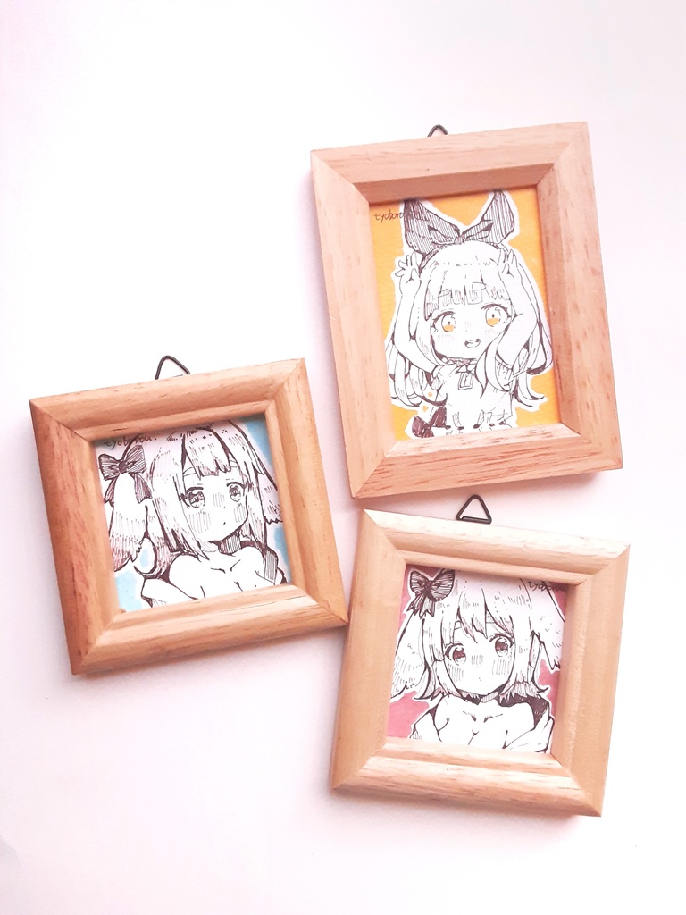 【額付き】アナログミニ原画 うさ耳リボン