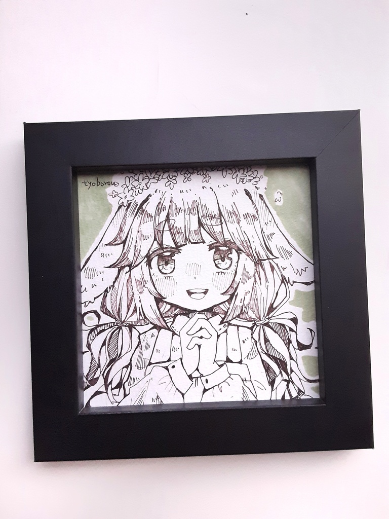 【額付き】イラスト原画　うさちゃん
