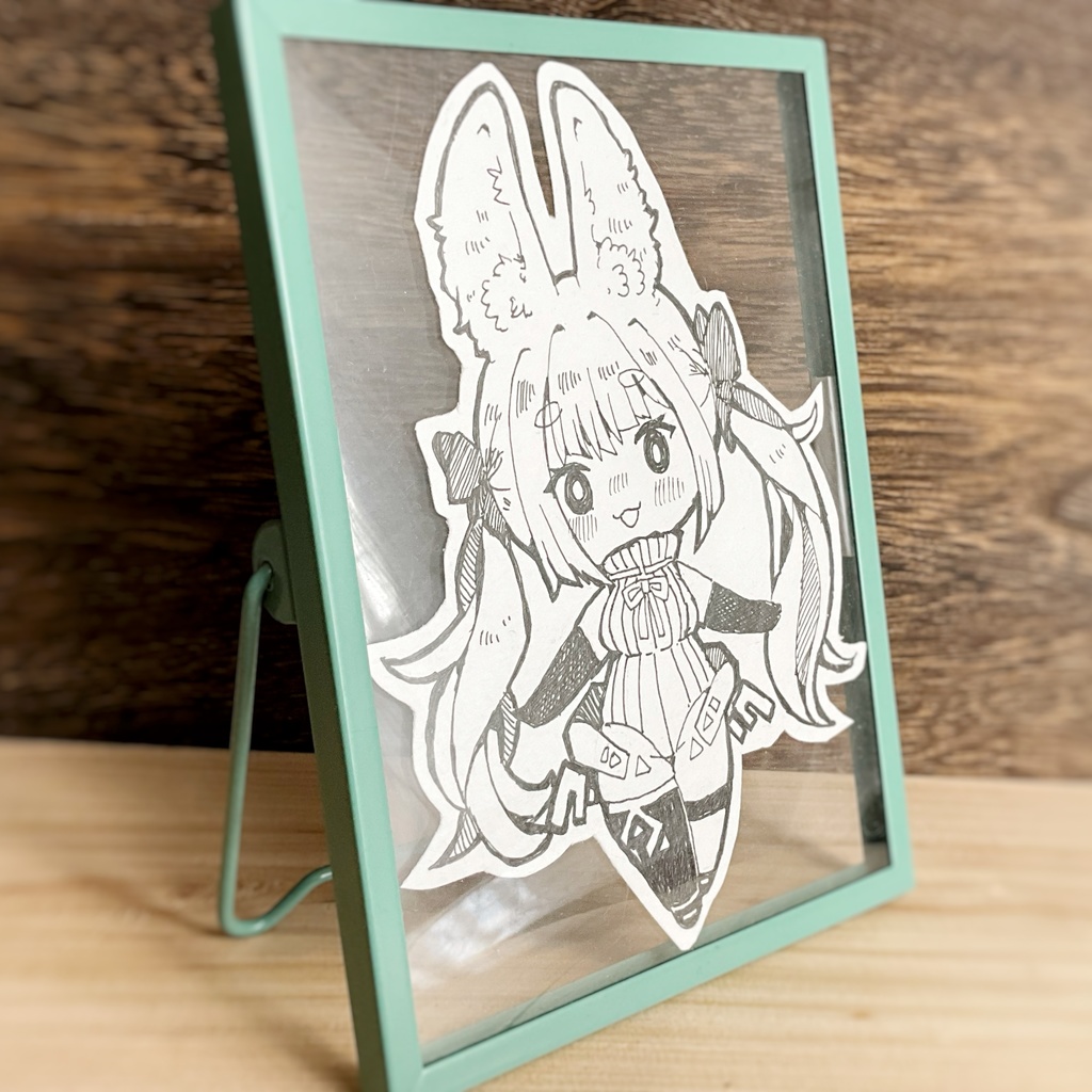 【額付き】イラスト原画 うさちゃん