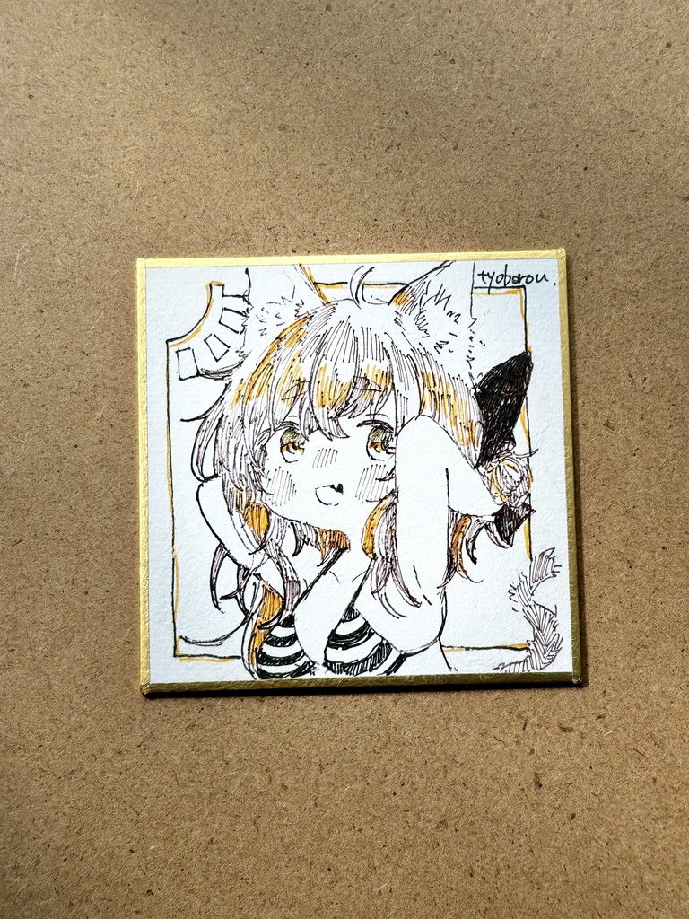 【ミニ色紙】イラスト原画　りいなちゃん