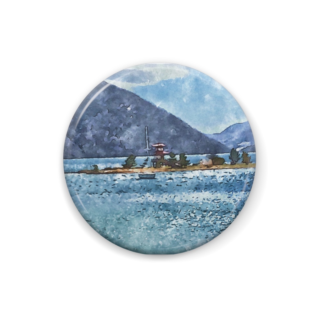 北海道大好き缶バッジ！in洞爺湖浮御堂！