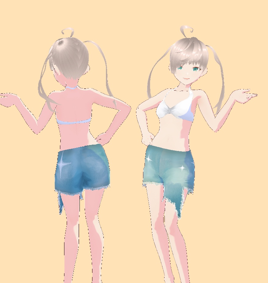 【Vroid用】ビキニ 水着 ダメージジーンズパンツ bikini【3種類】【Vroidテクスチャ】