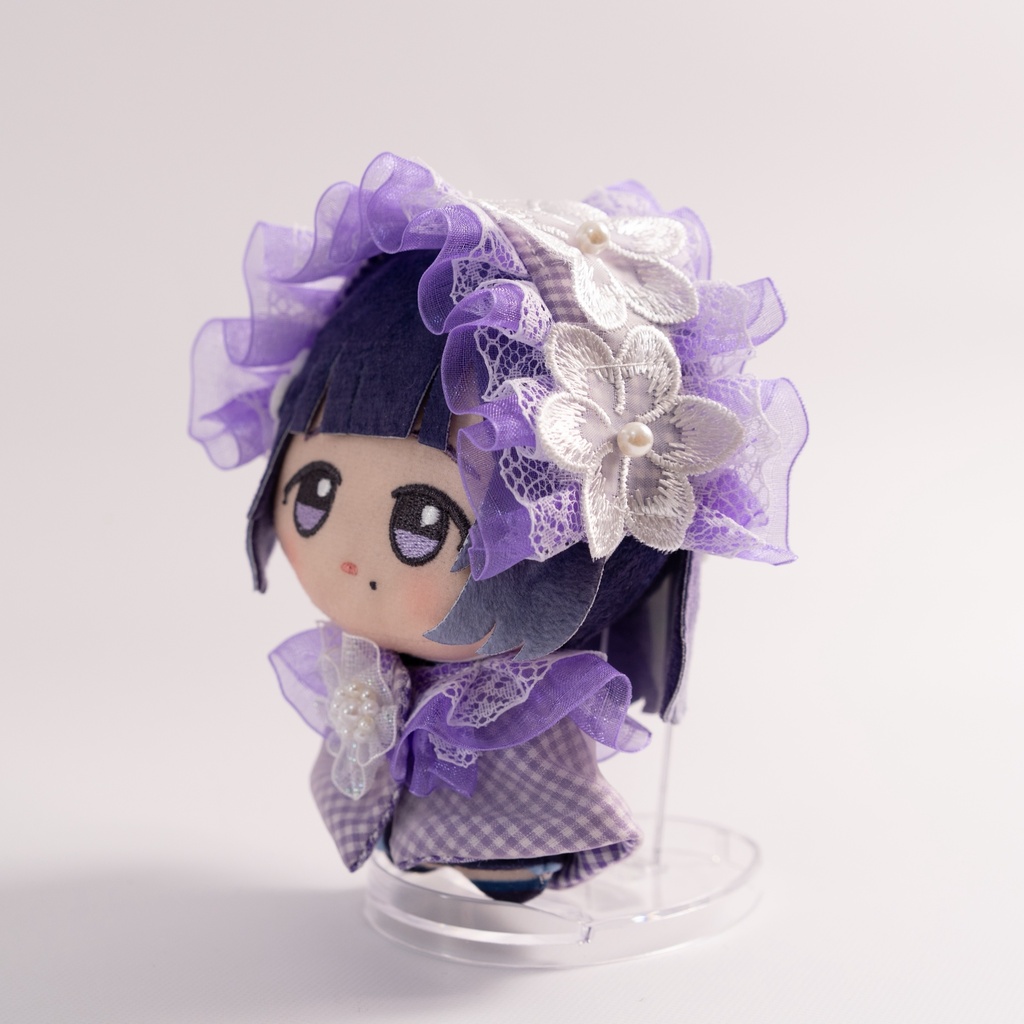 【11cmサイズ】お花とチェックのポンチョ&ヘッドドレス