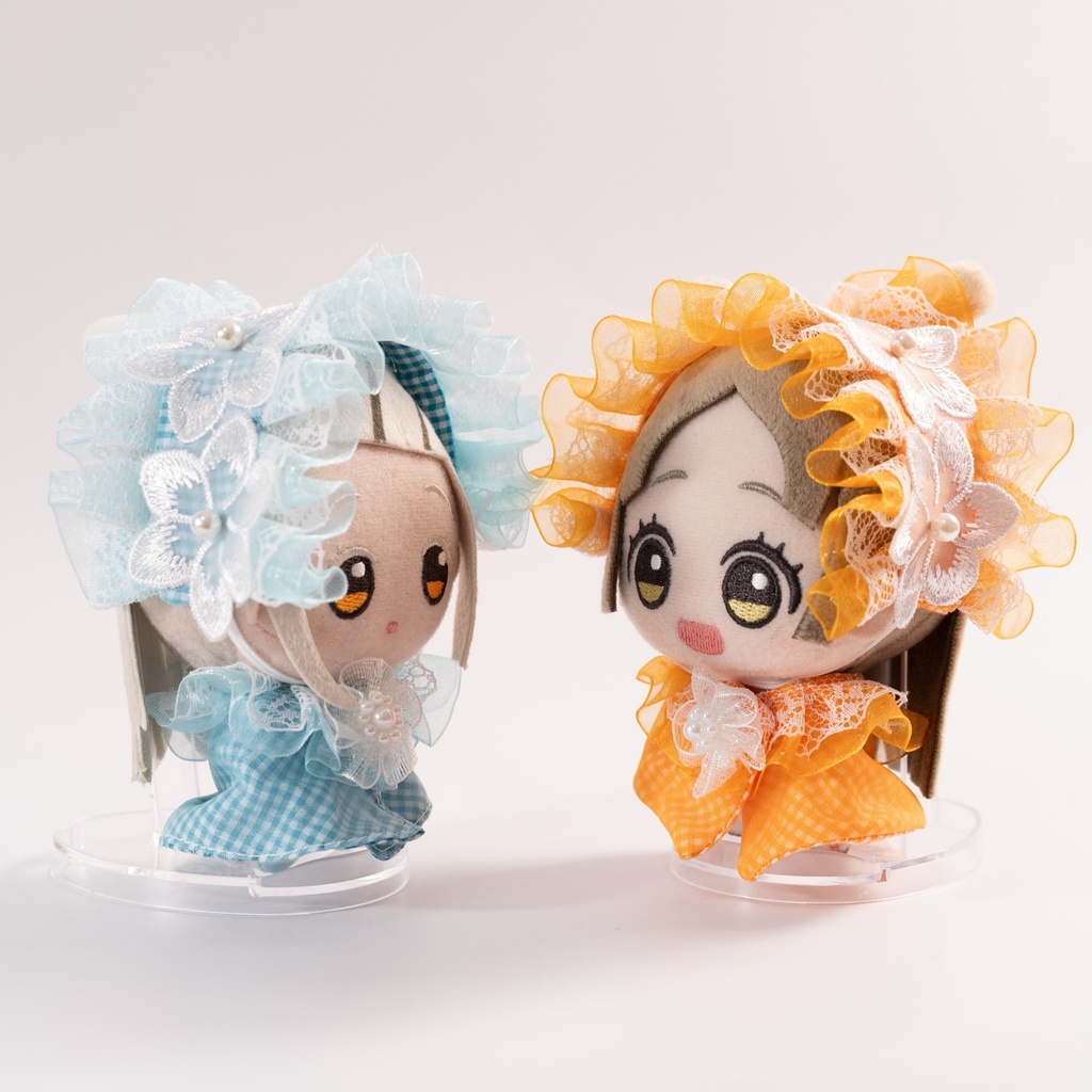 【11cmサイズ】お花とチェックのポンチョ&ヘッドドレス