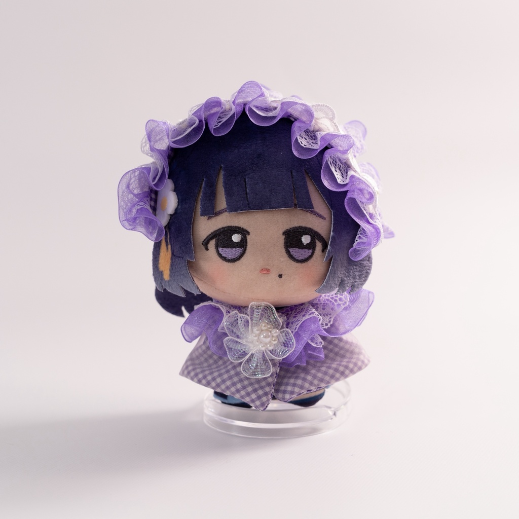 【11cmサイズ】お花とチェックのポンチョ&ヘッドドレス