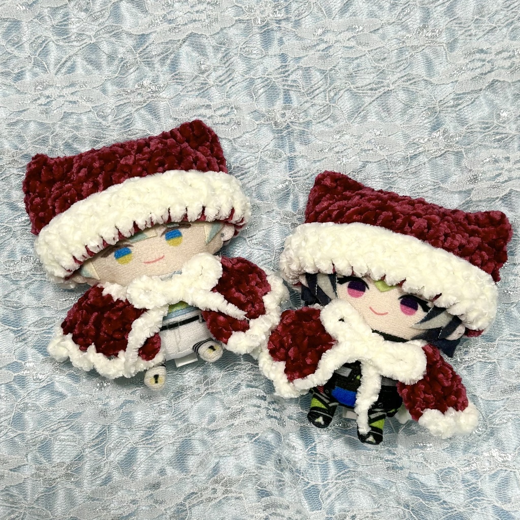 サンタ風 猫耳ニット帽&ケープ