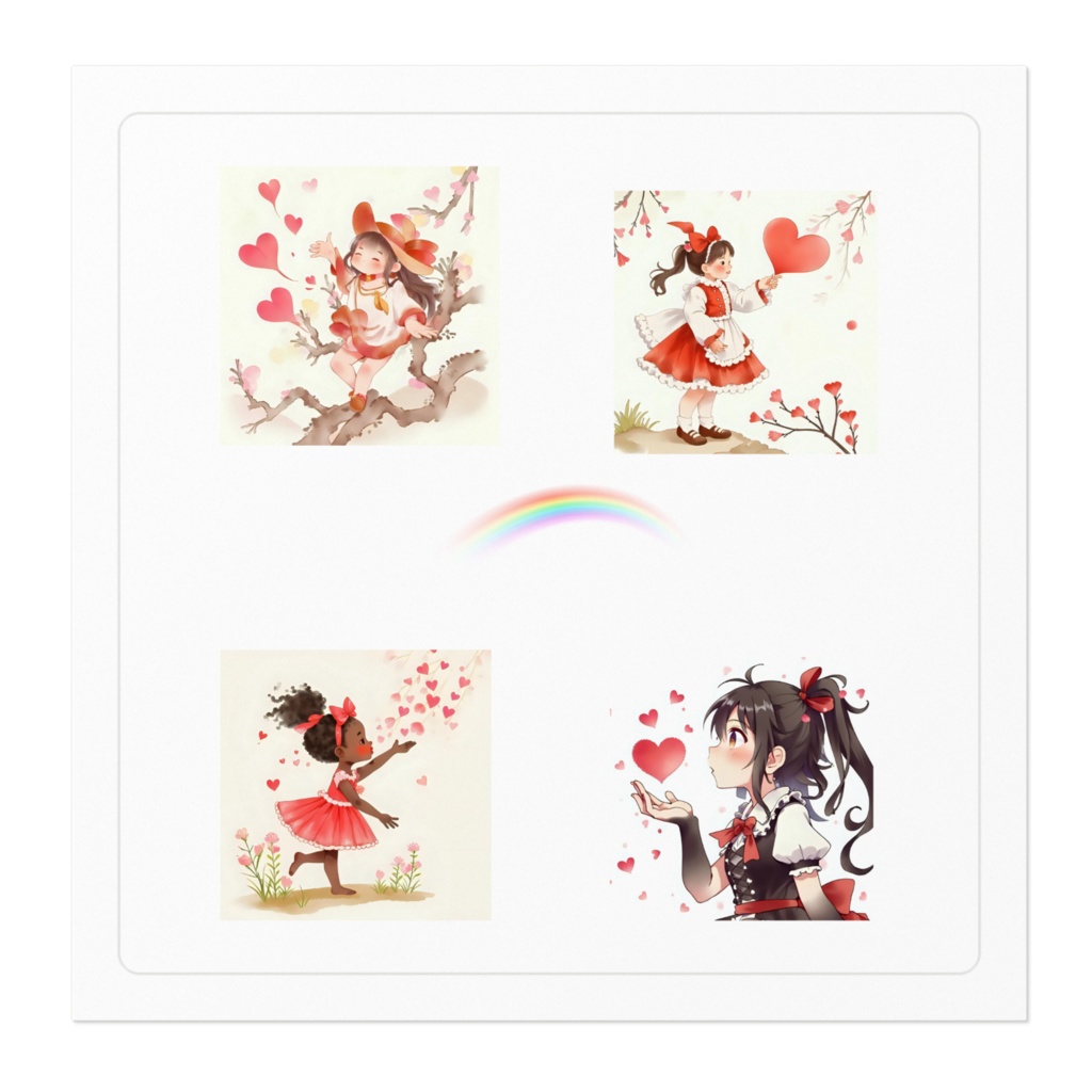 ステッカー・ハート、女の子