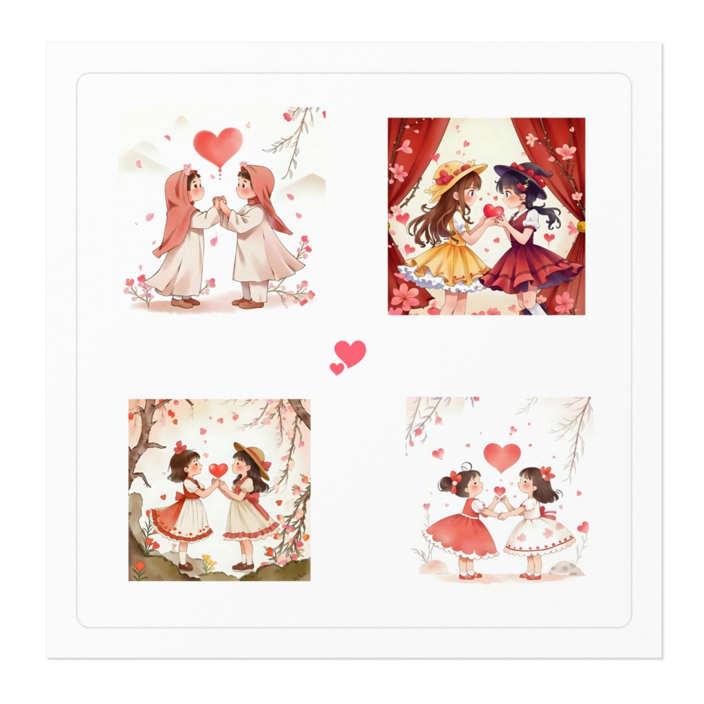 ステッカー・ハート女の子