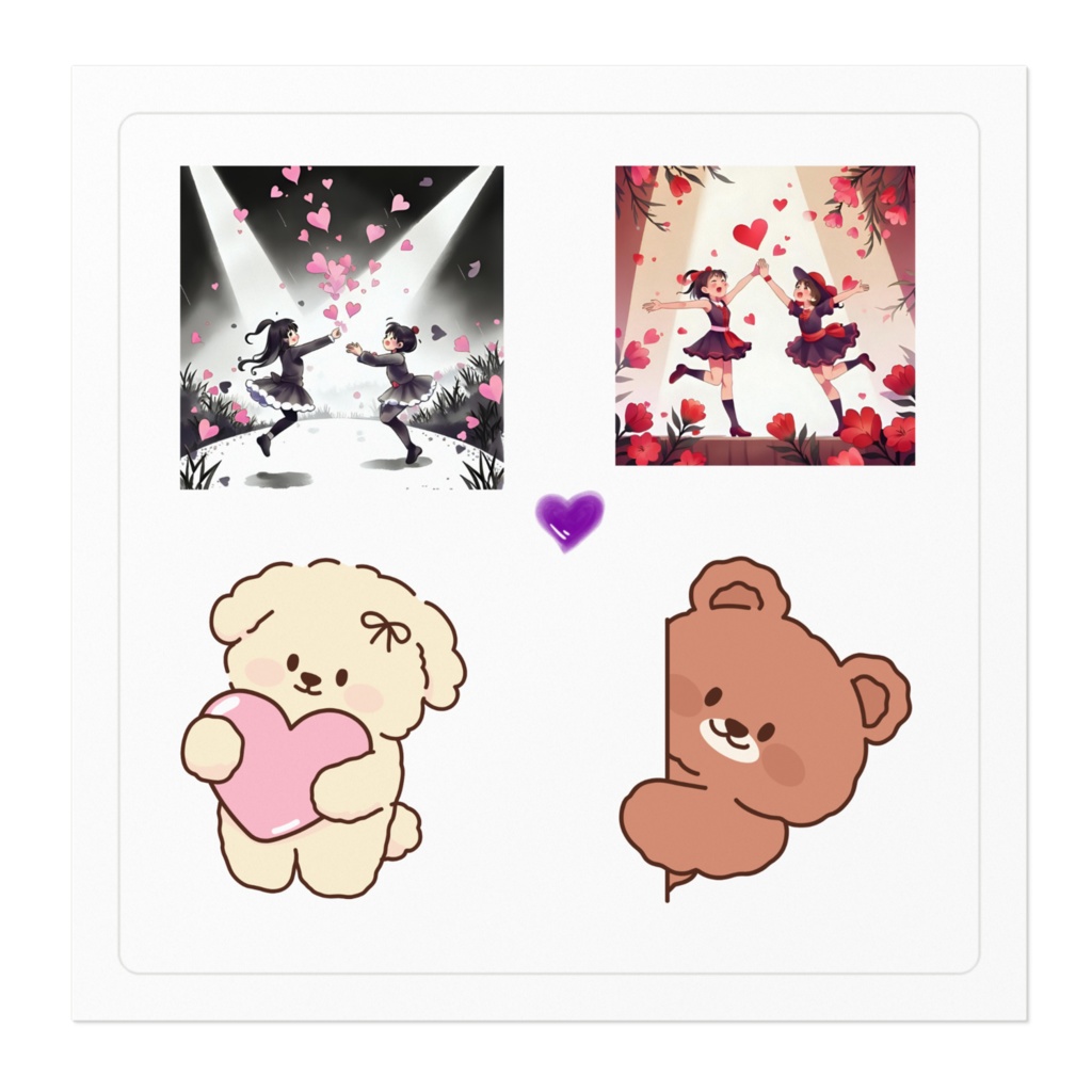 ステッカー・ハート女の子