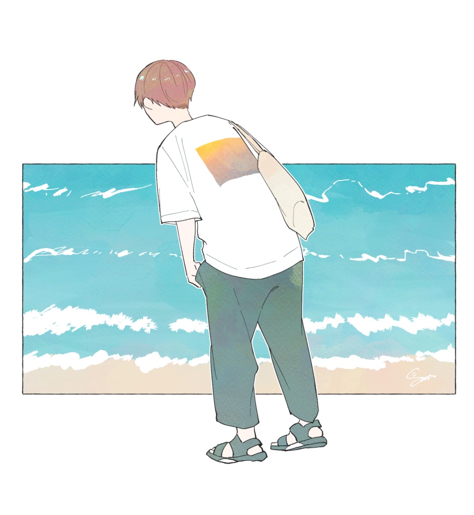 青を覗くトートバッグ