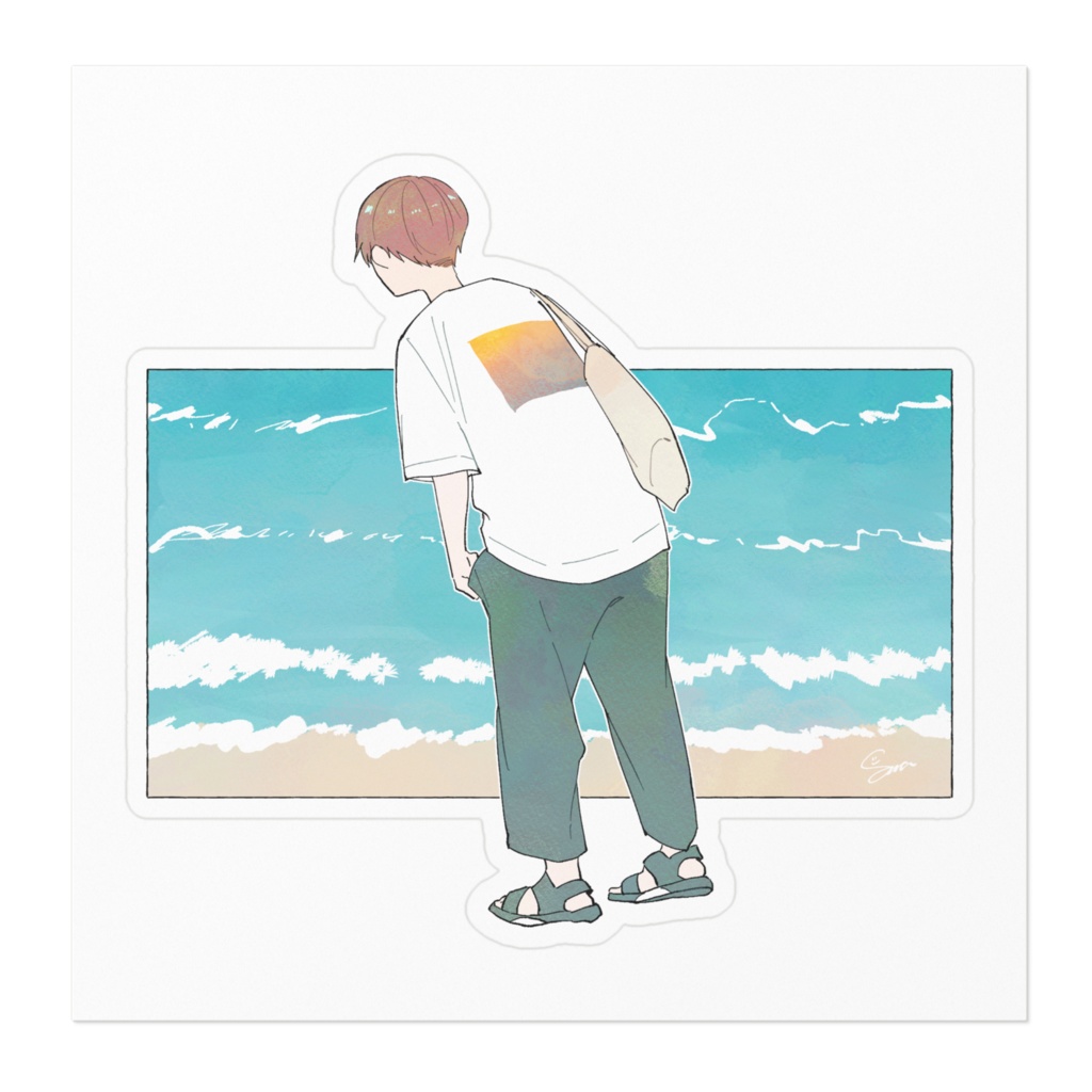 青を覗くステッカー