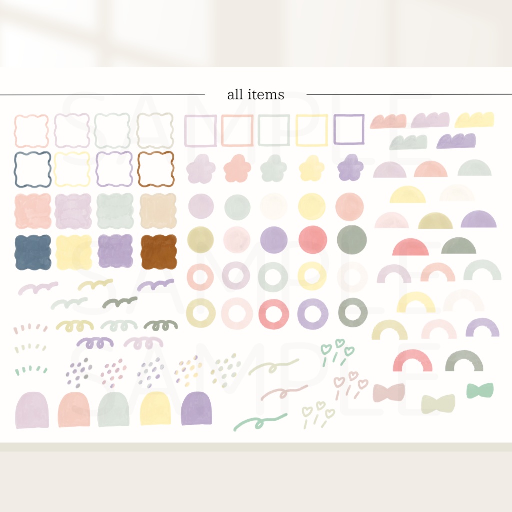 大容量187枚!┊淡色素材ステッカーパック