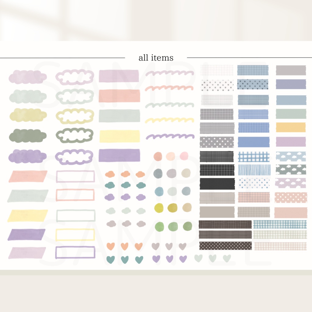 大容量187枚!┊淡色素材ステッカーパック