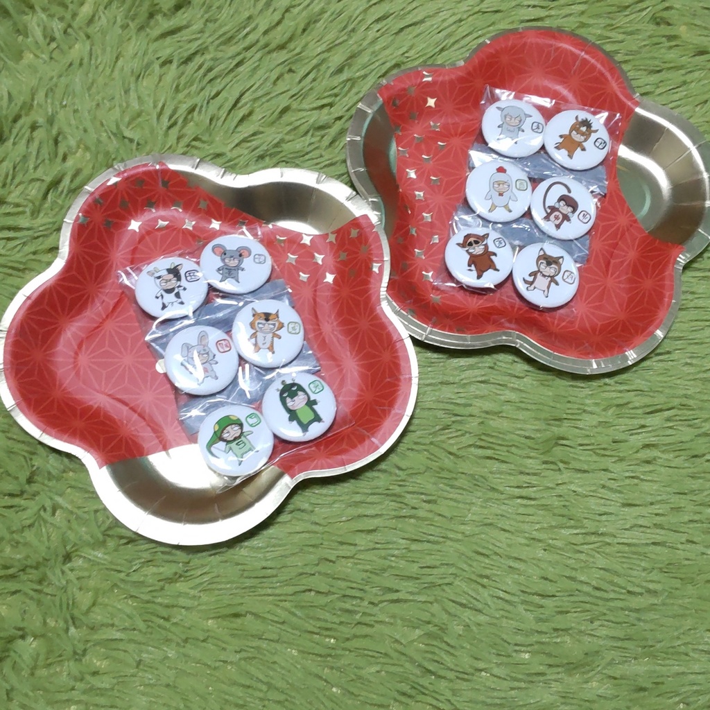 【へげねこ】干支の缶バッジセット