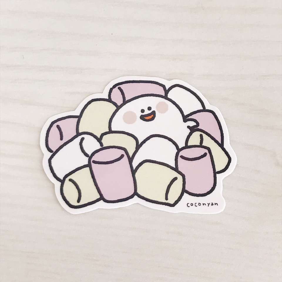 マシュマロにうもれたステッカー