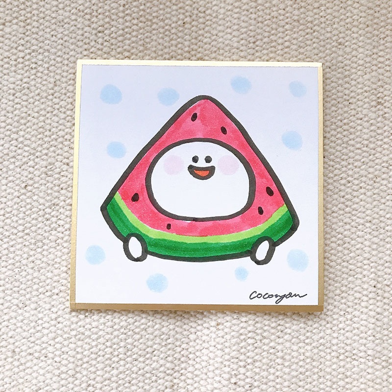 【マンスリーたらもちゃん】8月 スイカなたらもちゃん🍉豆色紙原画