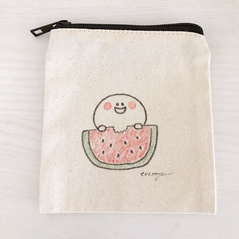 【手描きポーチ】スイカおいしね〜🍉