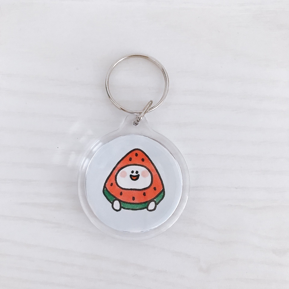 【手描きアクリルキーホルダー】スイカなたらもちゃん🍉
