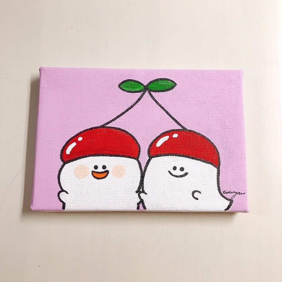 【アクリルミニ原画】おばけちゃんとさくらんぼ🍒