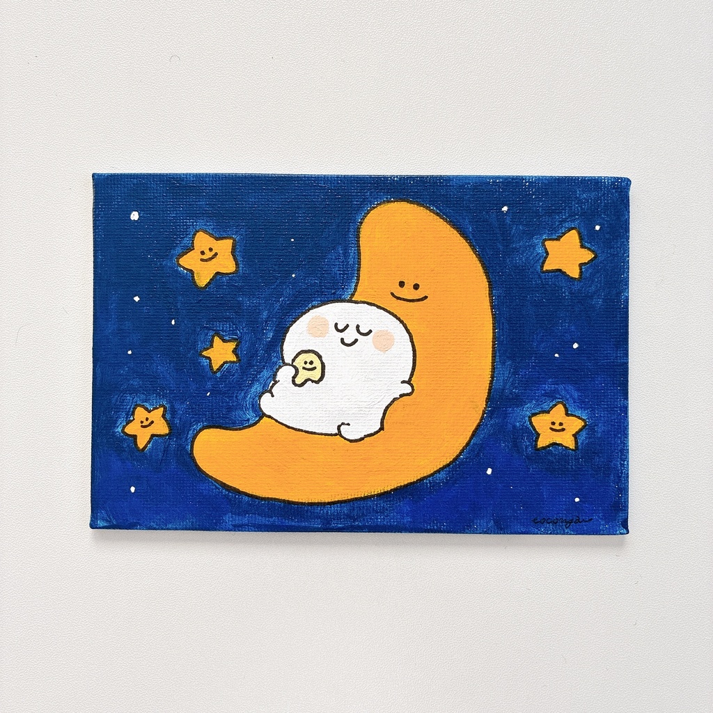 【アクリル原画】おつきさんのベッド🌙