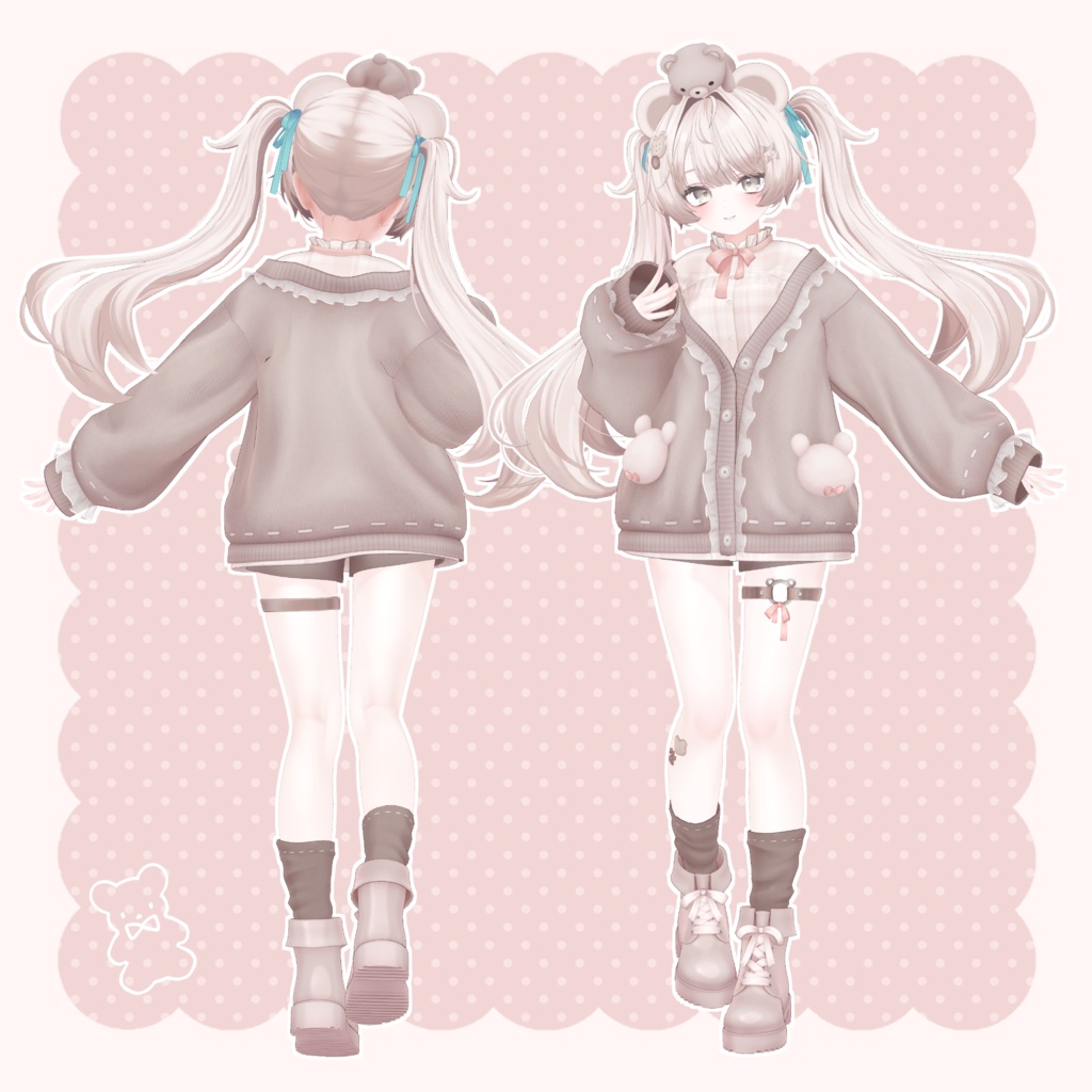 【14アバター対応】衣装モデル『くまもふカーデ』