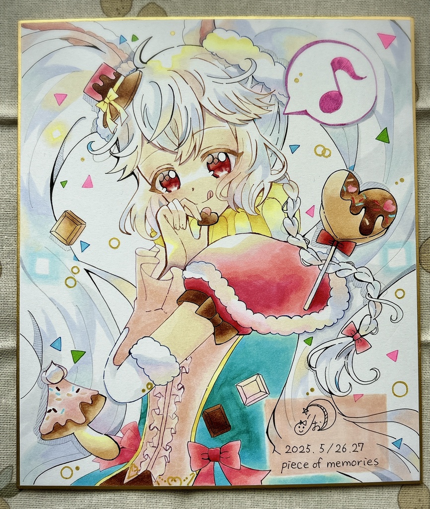 【原画】色紙(中):白うさぎ