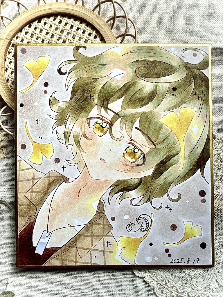 【原画】色紙(小):秋来ないかな……くん