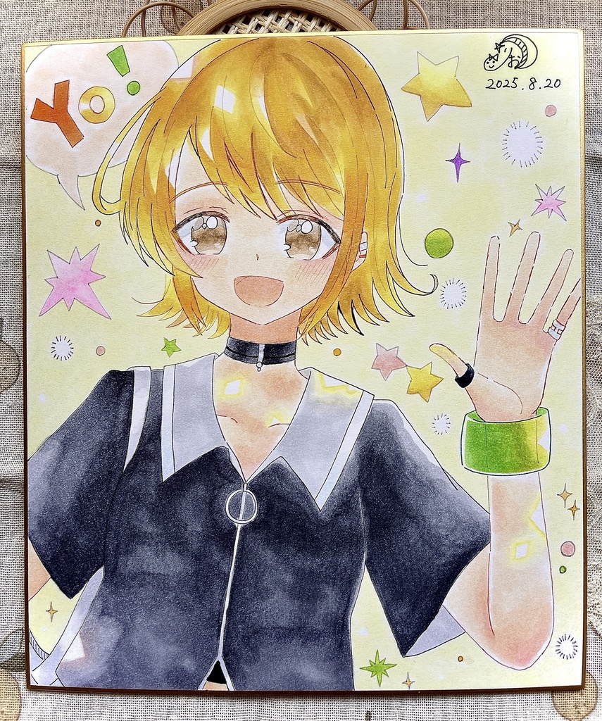 【原画】色紙(中):「Yo!」ガール