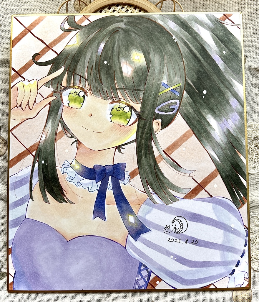 【原画】色紙(中):ドヤ顔×水着ちゃん