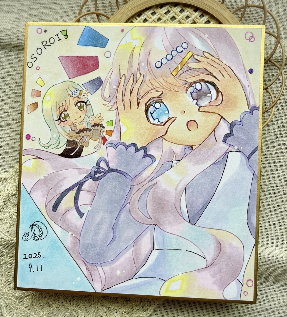 【原画】色紙(小):双子ちゃん(OSOROI!)