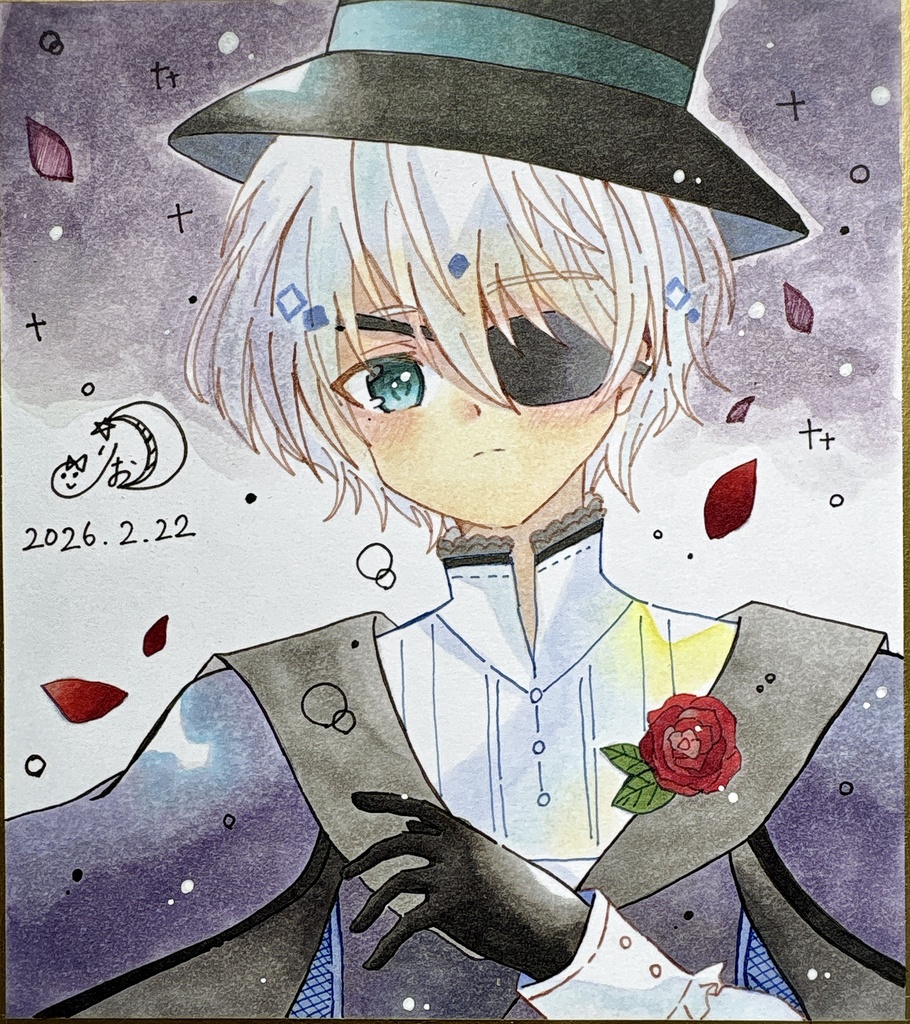 【原画】色紙(小):ケープコートくん