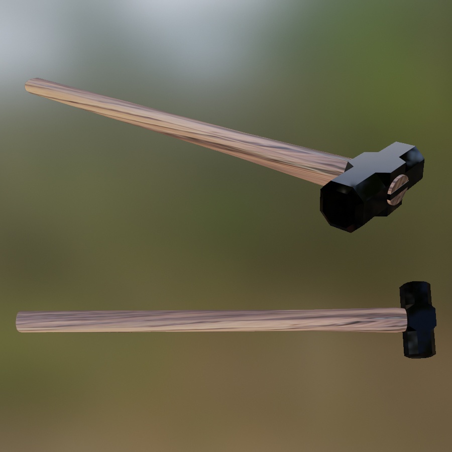 Sledgehammer Tool Steel Wood Blacksmith 3D Blender FBX VRCHAT PROP