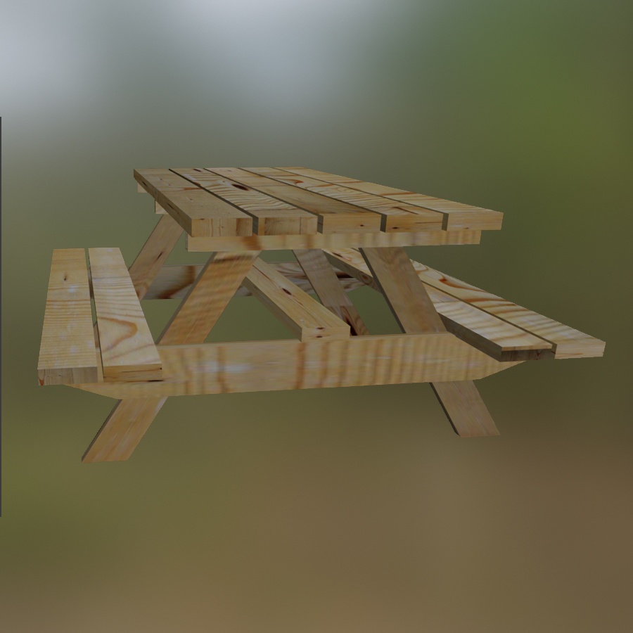Picnic Table Wood Outdoors Building 3D Blender FBX VRCHAT PROP