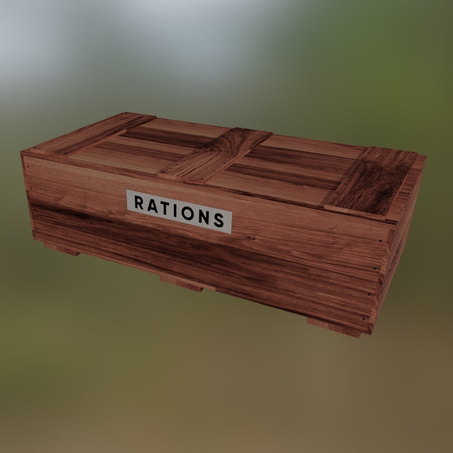 Military Care Package PACK Supply Crate Parachute Ammo Meds MRE Wooden Boxes TAG Pallet Smoke Grenade Signal 3D Blender FBX VRCHAT PROP