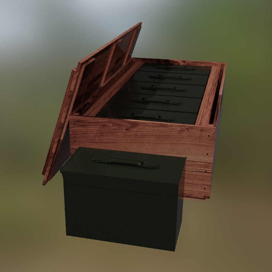 Military Care Package PACK Supply Crate Parachute Ammo Meds MRE Wooden Boxes TAG Pallet Smoke Grenade Signal 3D Blender FBX VRCHAT PROP