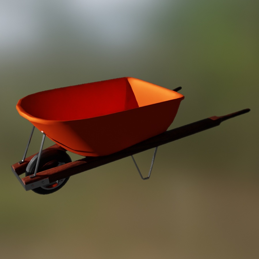Wheelbarrow Gardening Tools Carrying Dirt Brouette 3D Blender FBX VRCHAT PROP