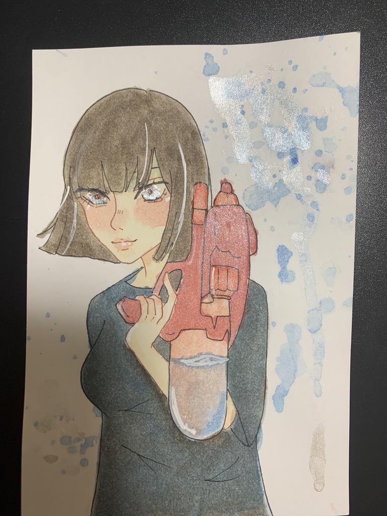 創作女子 透明水彩 ハガキサイズ